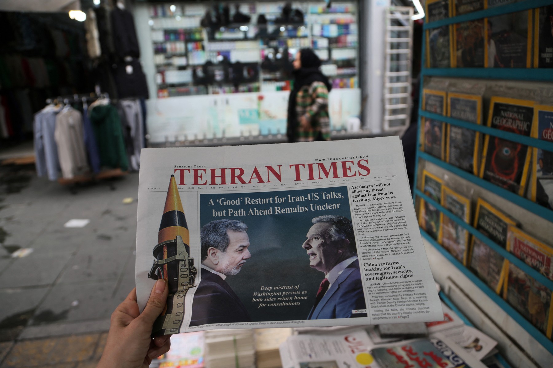 TEHRAN, IRAN - FEBRUARY 07: Iranian newspapers feature headlines on the resumption of nuclear talks between Iran and the United States in Oman