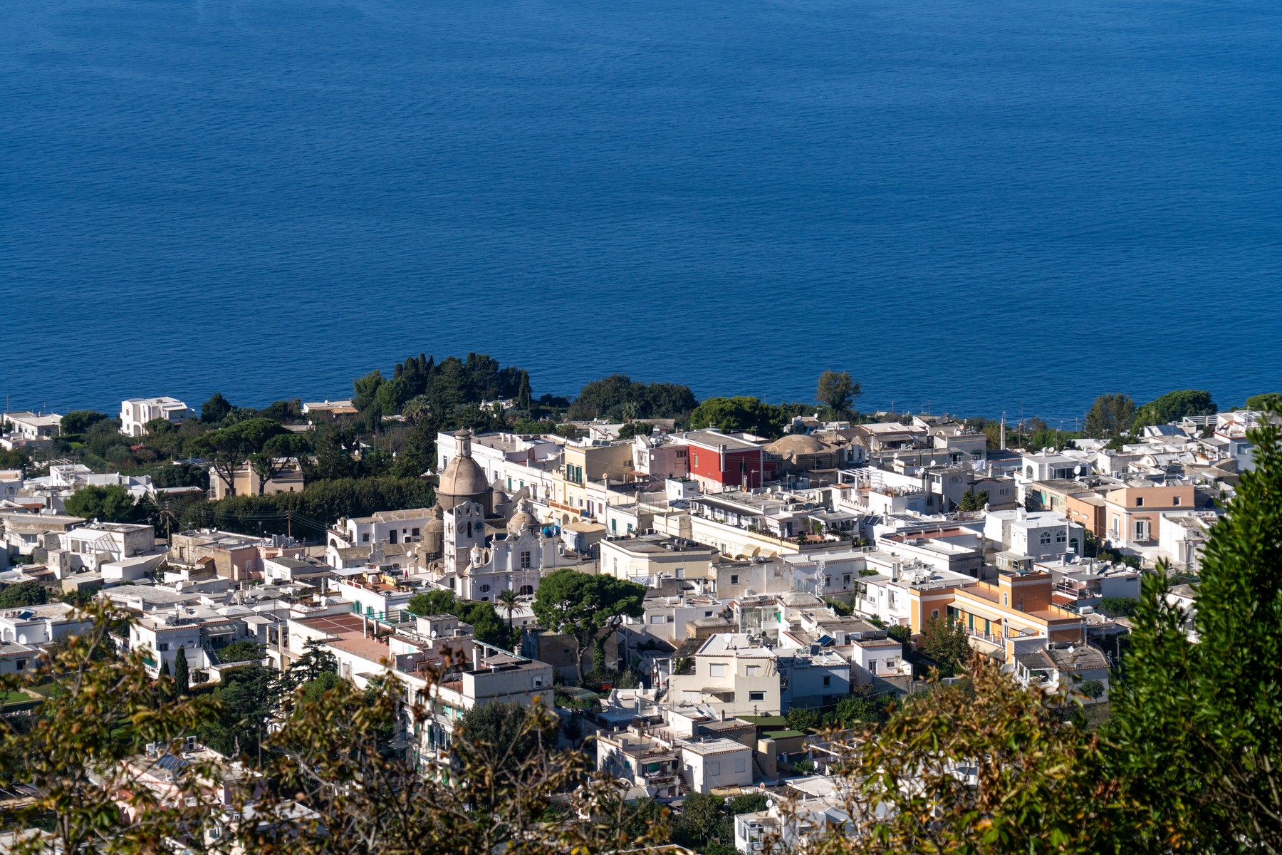 A view of the Tyrrhenian Sea and the town of Anacapri on the island of Capri, Italy.,Image: 953341841, License: Rights-managed, Restrictions: , Model Release: no