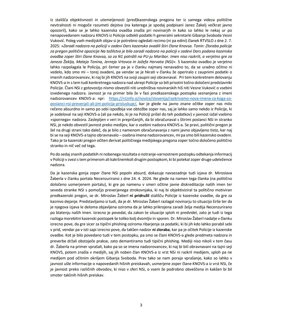 Dopis poslancev NSi tožilstvu