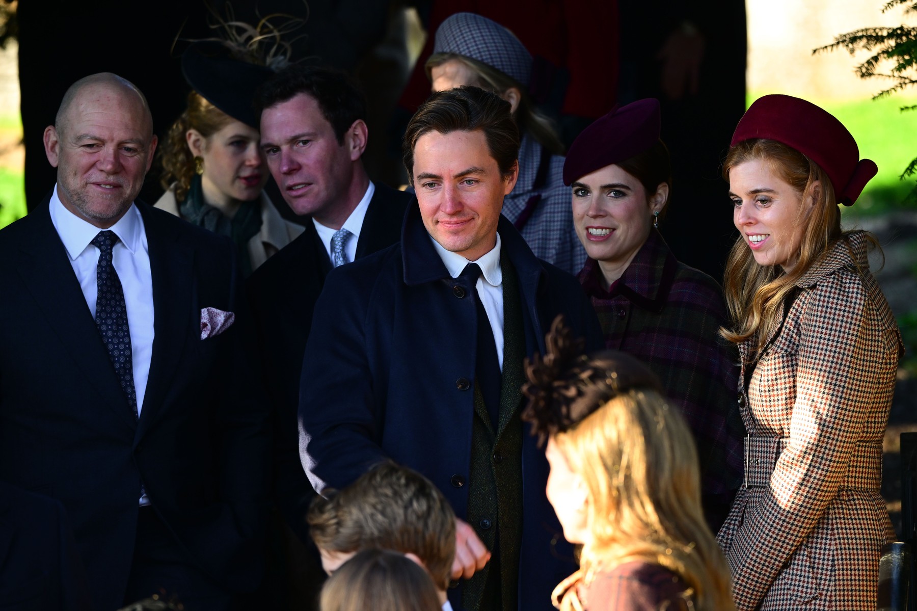 Mike Tindall, Jack Brooksbank, Edoardo Mapelli Mozzi, Princess Eugenie and Princess Beatrice Christmas