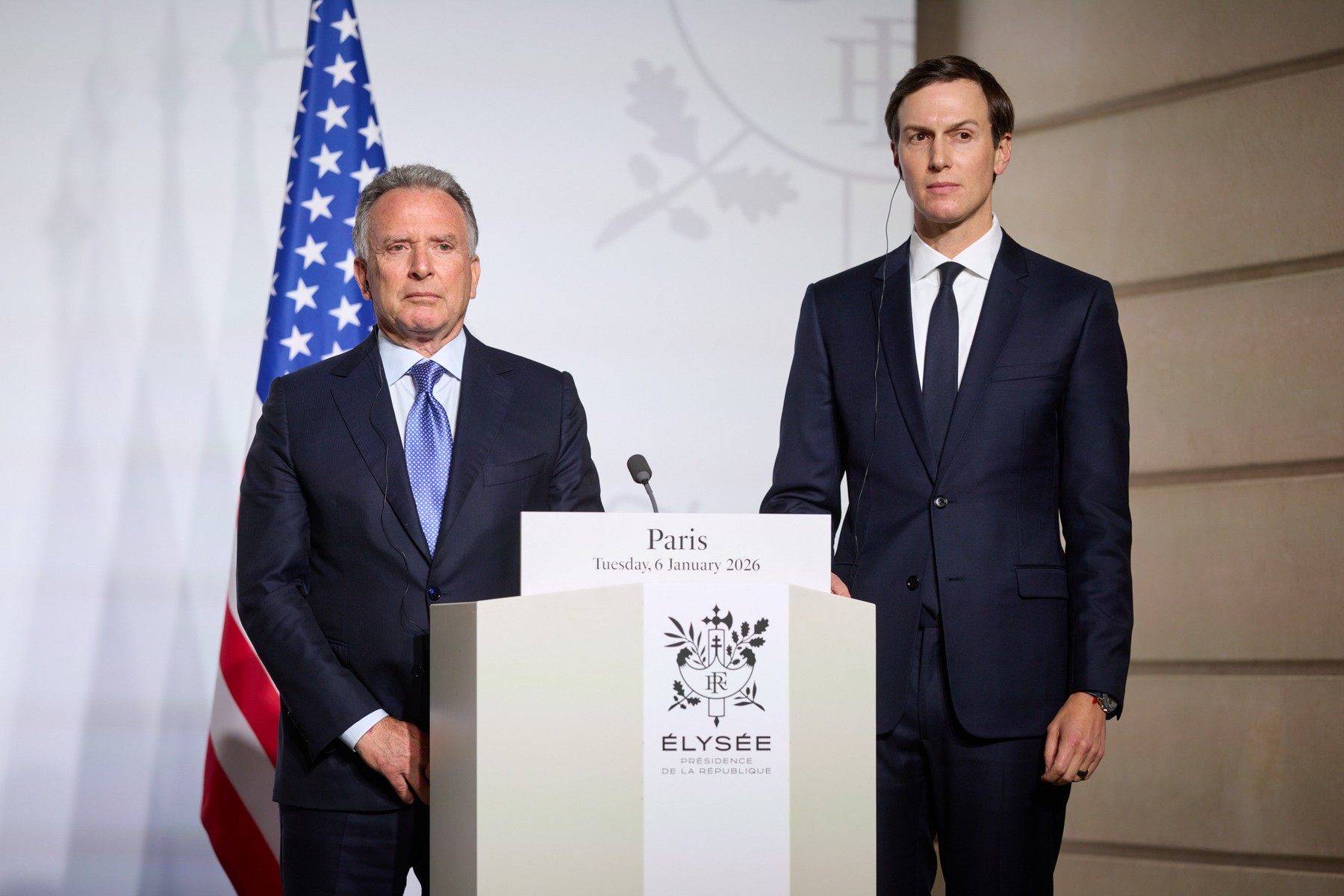 US Special Envoy Steve Witkoff (L) and US businessman Jared Kushner