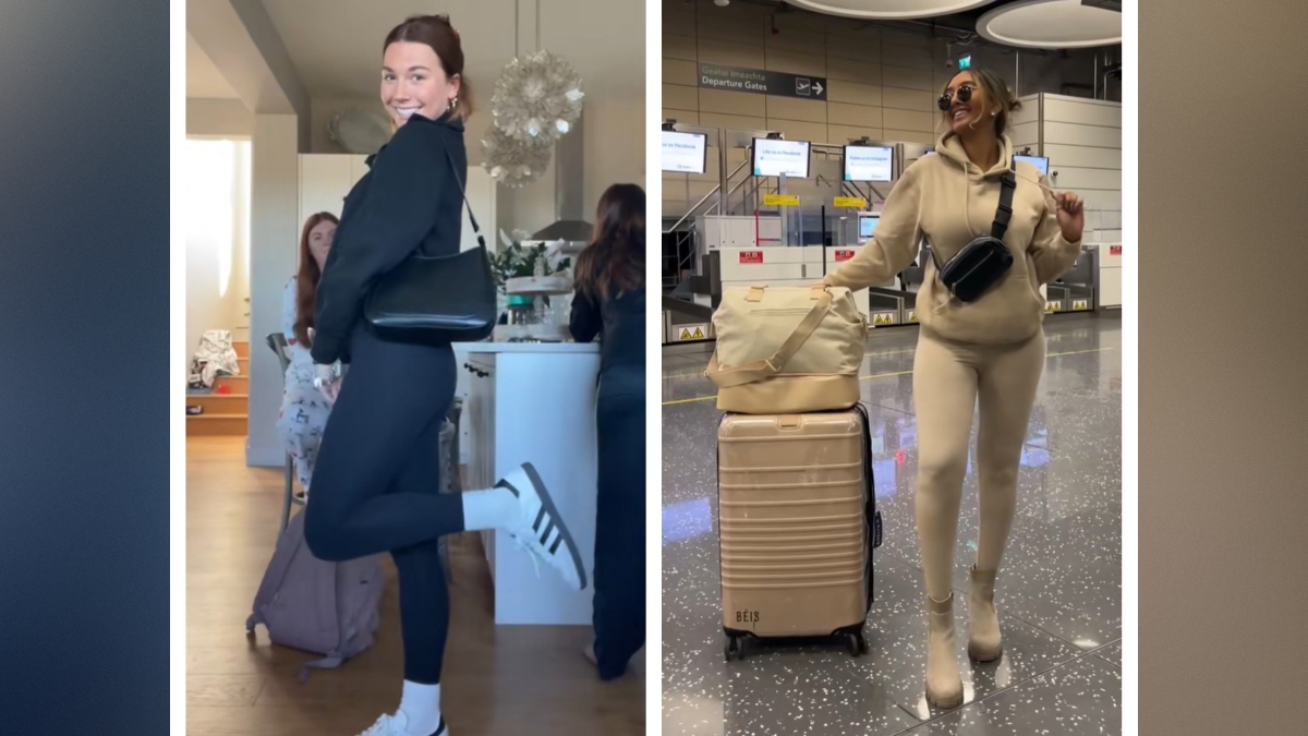 dekleti v pajkicah na letališču