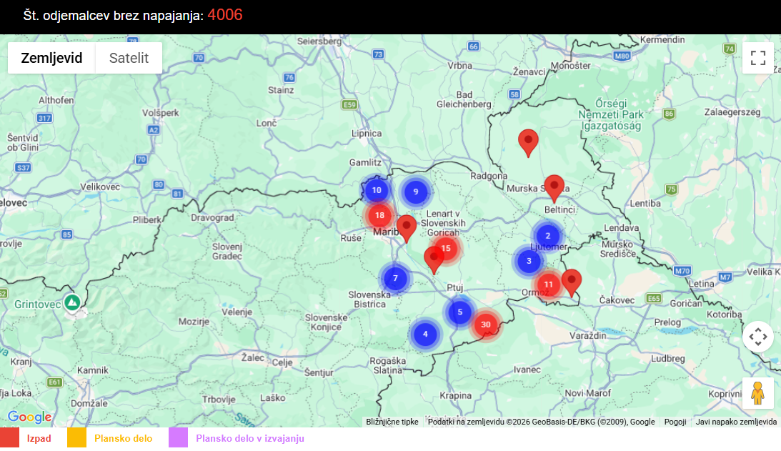 Posnetek zaslona Elektro Maribor