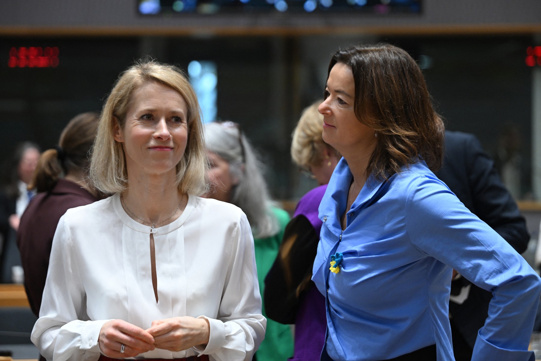 European Union Kaja Kallas (L) and Slovenia’s Foreign Minister Tanja Fajon