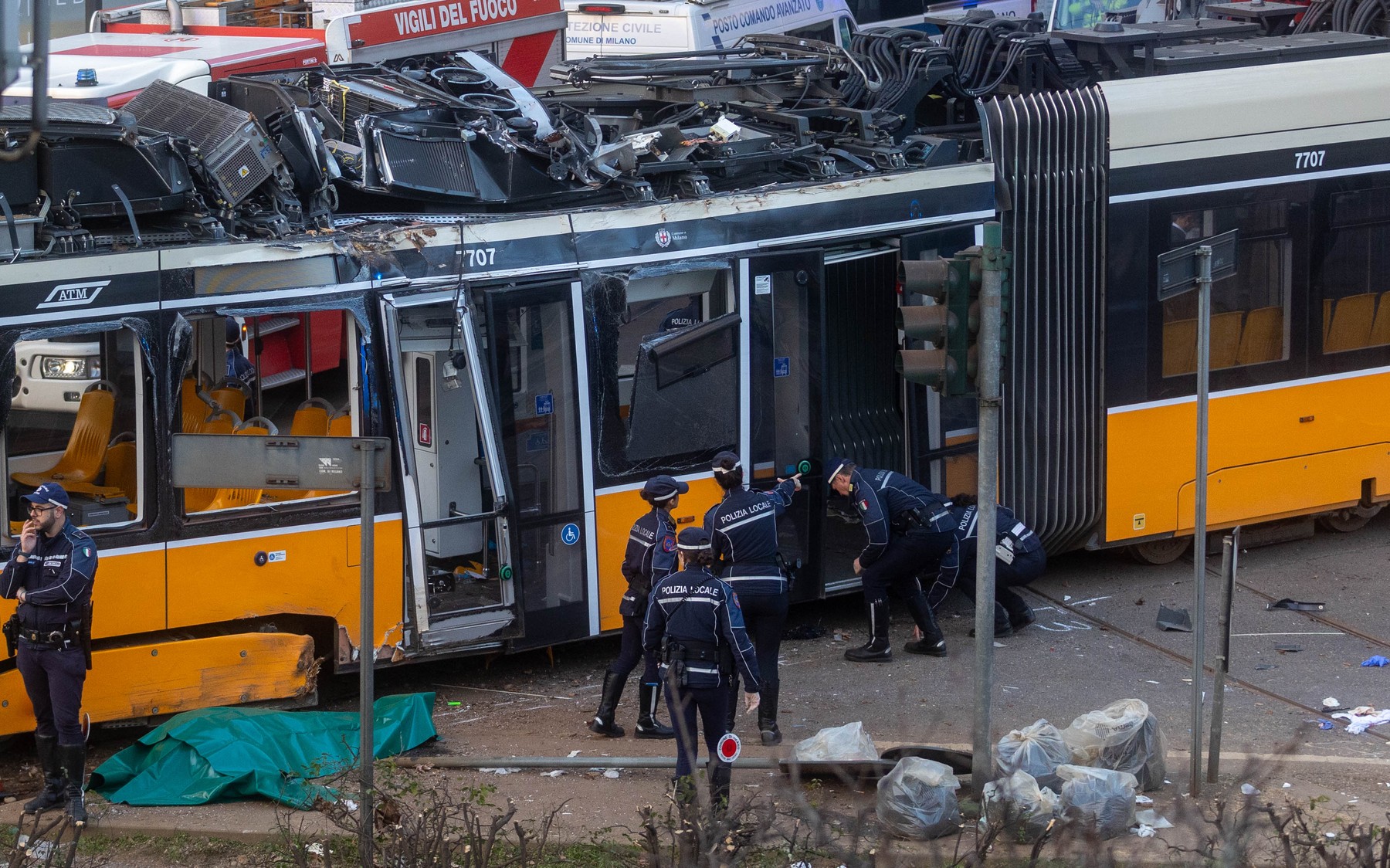 iztirjenje tramvaja v Milanu