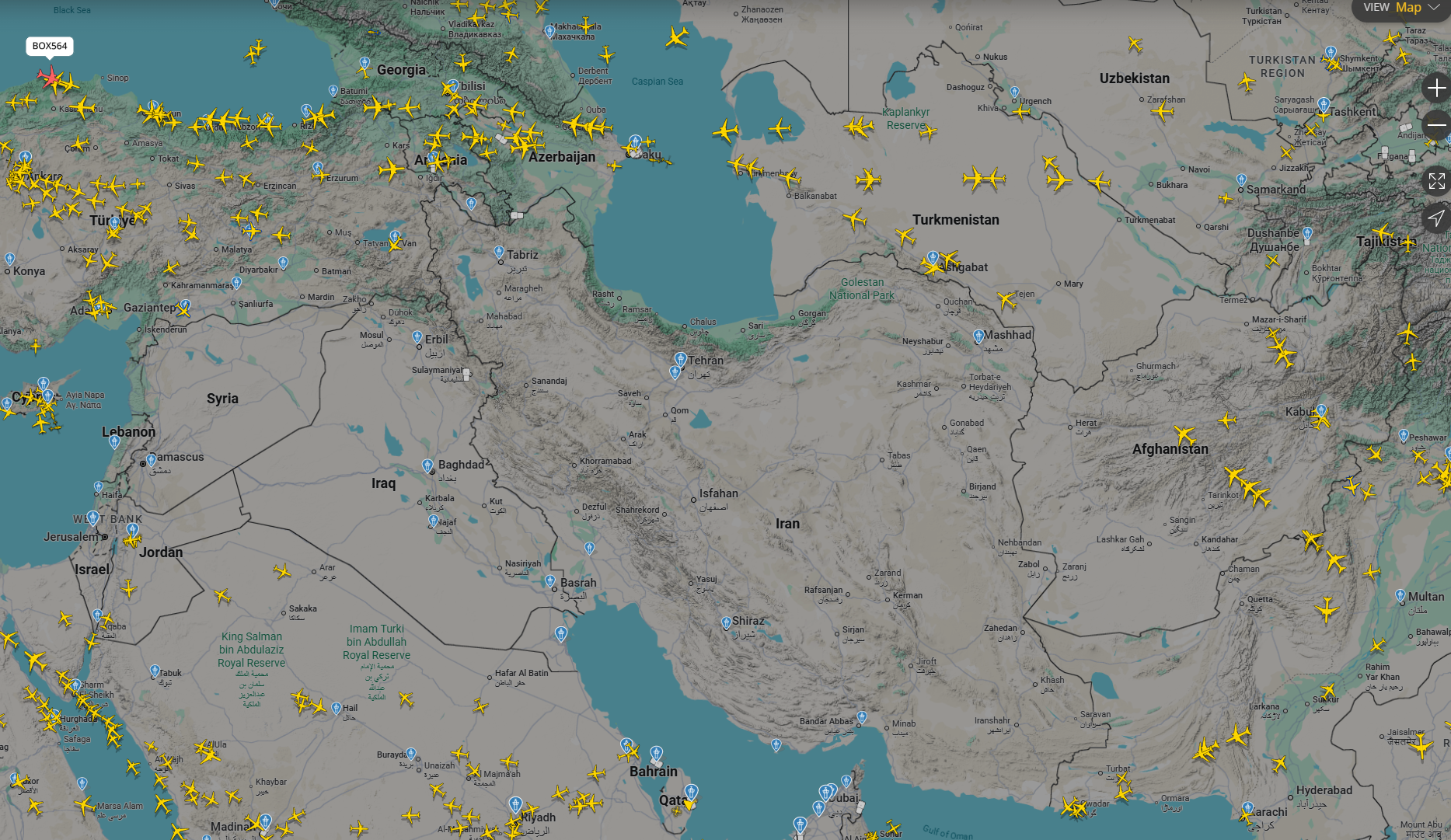 FlightRadar - Bližnji vzhod