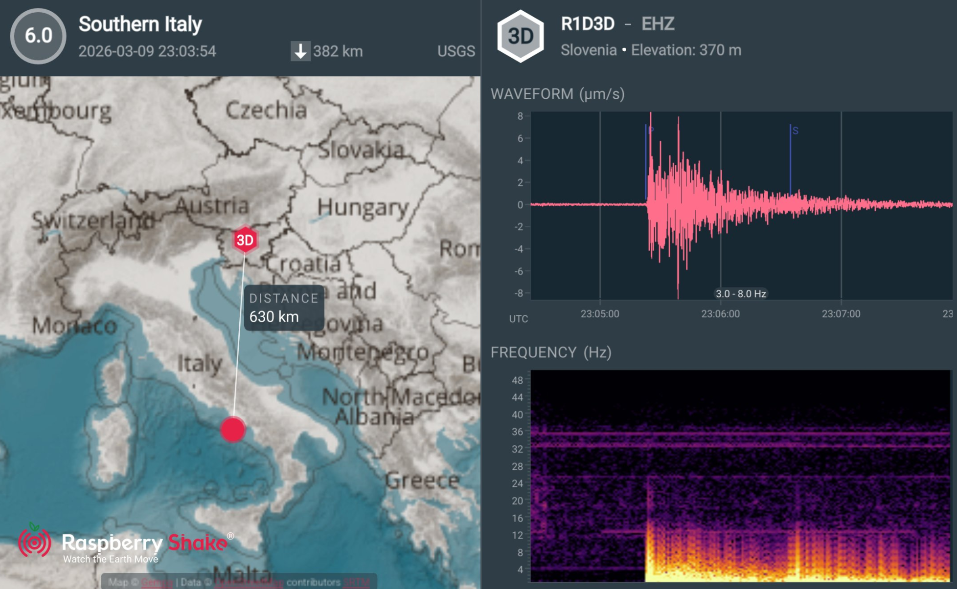 Pred obalo Italije močan potres