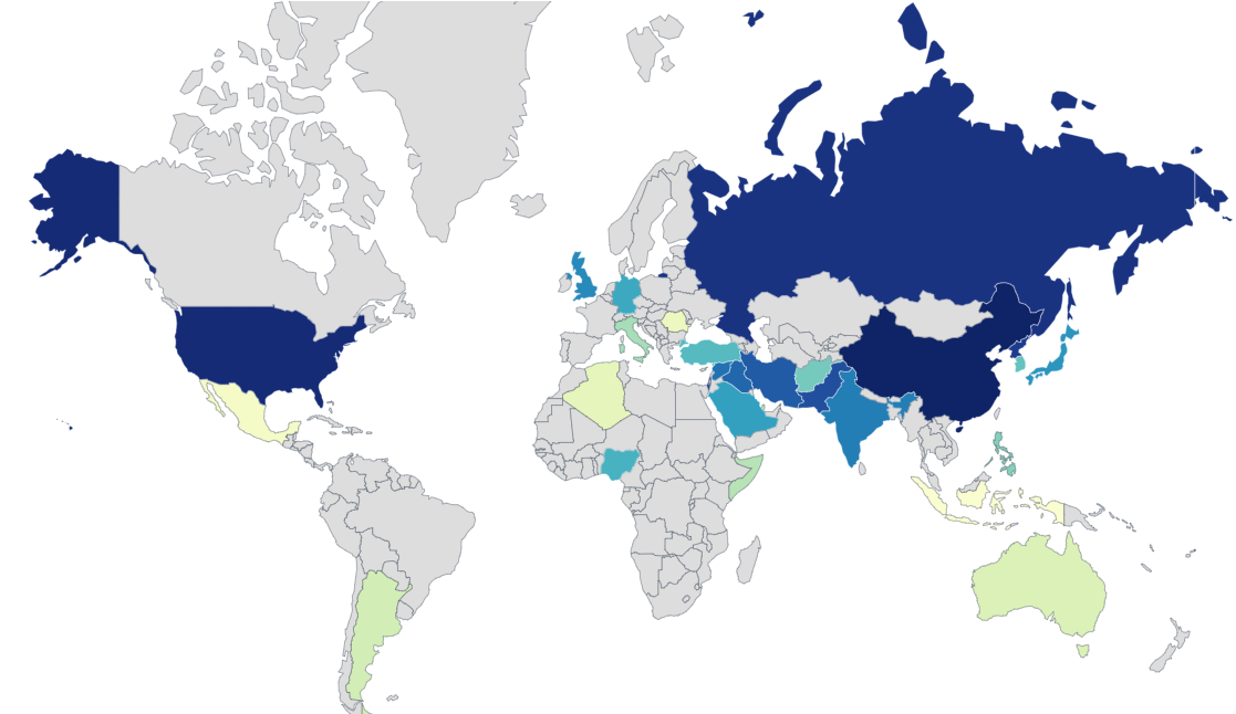 Zemljevid najbolj osovraženih držav na svetu