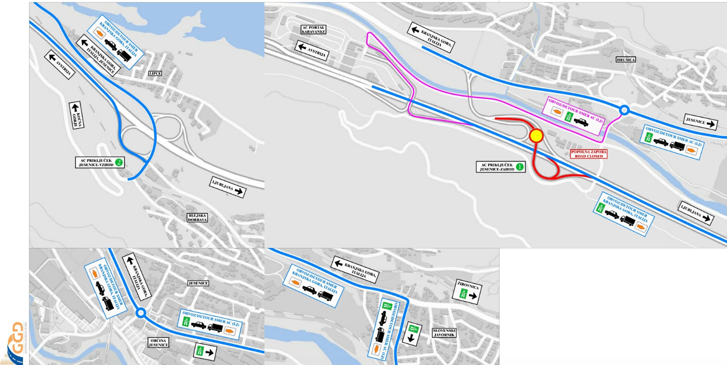 Faza 2: delna sprostitev prometa (zapora krakov A in B)