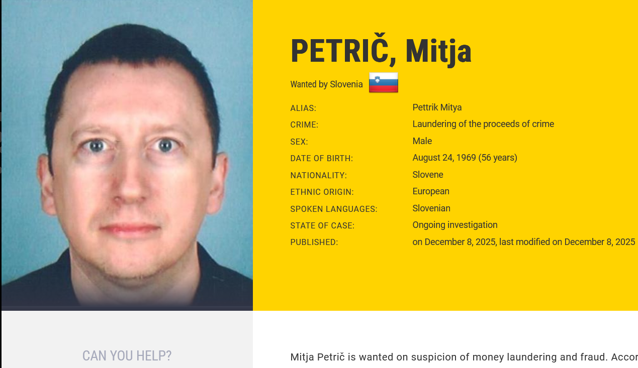 Iskani ubežnik Mitja Petrič