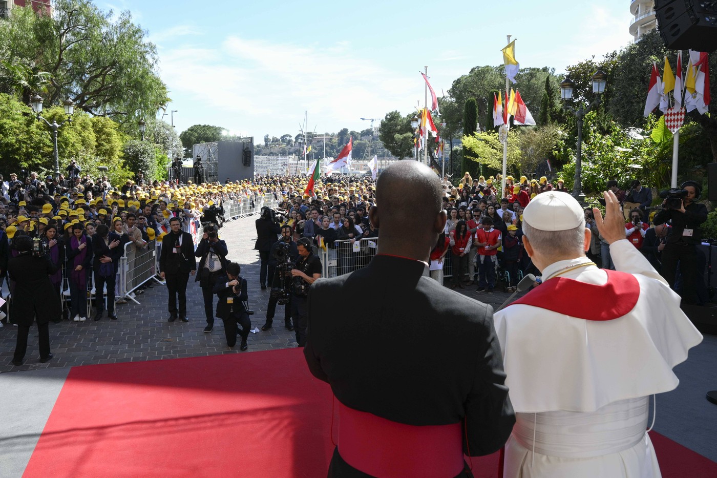 Papež Leon XIV. med obiskom Monaka