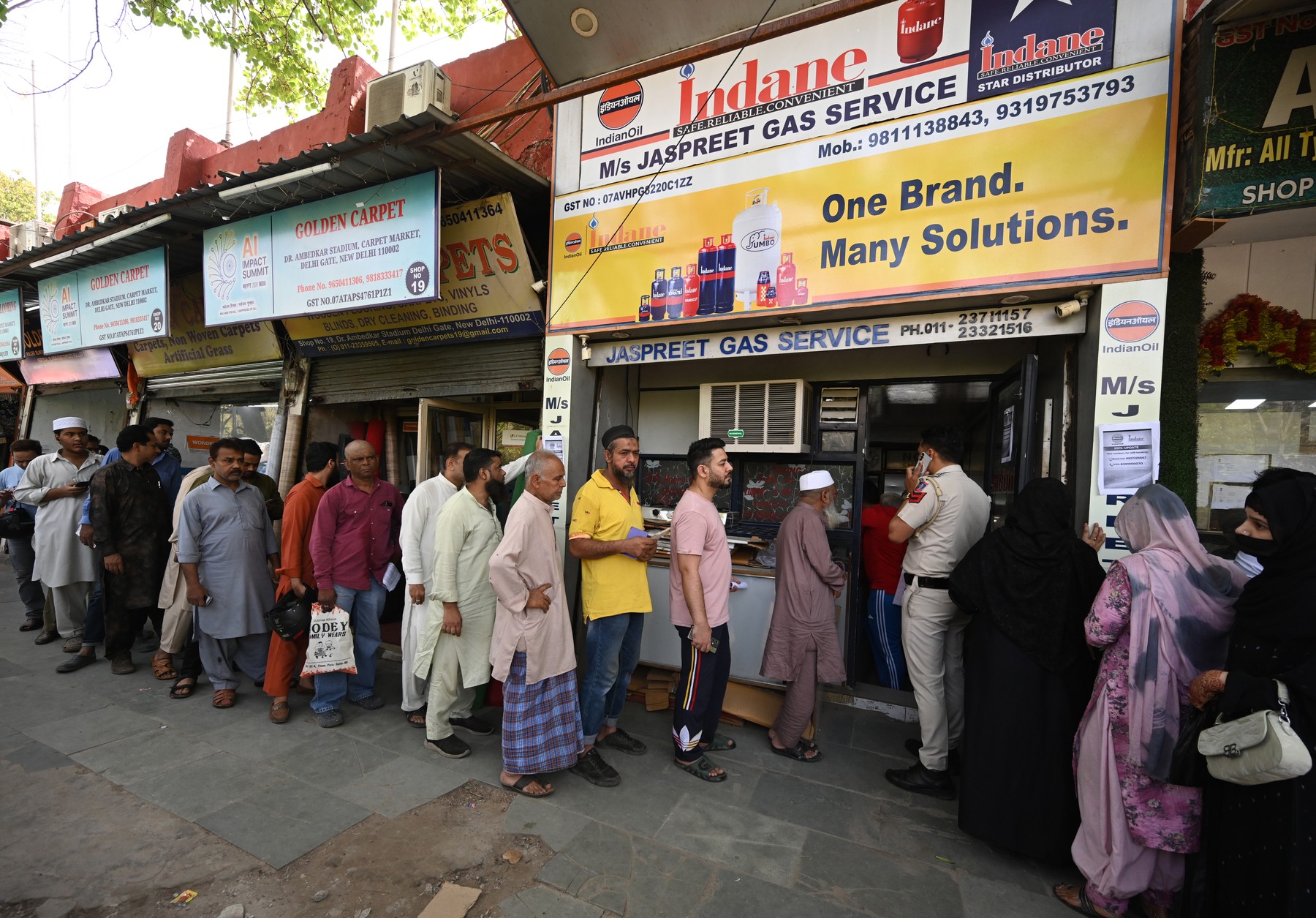 NEW DELHI, INDIA - MARCH 24: a gas agency godown in Vivek Vihar, on March 24, 2026