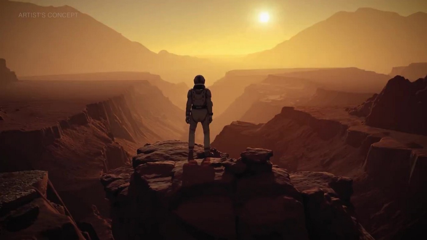 umetniška upodobitev človeka na Marsu