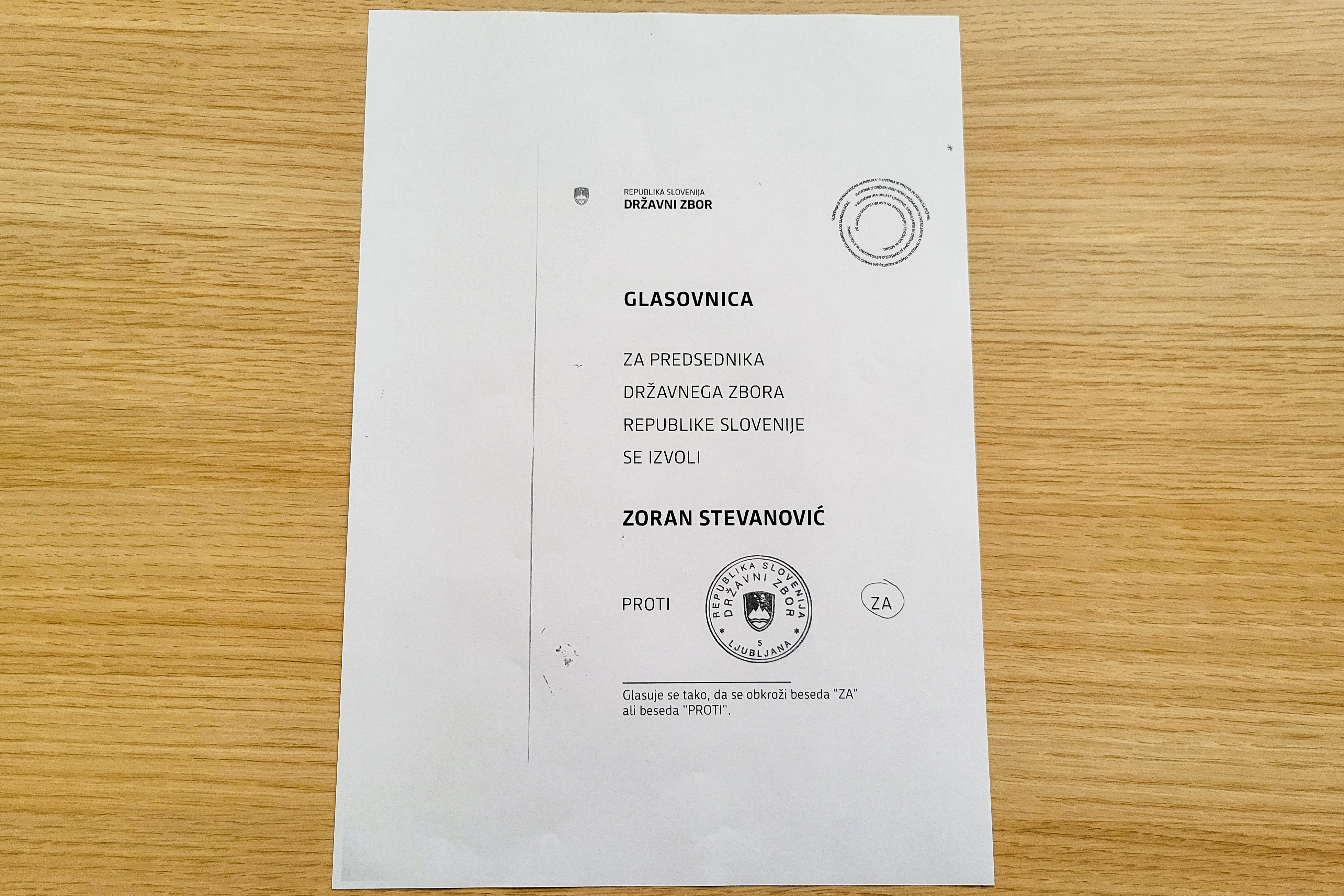 Označena glasovnica, glasovanje o Zoranu Stevanoviću