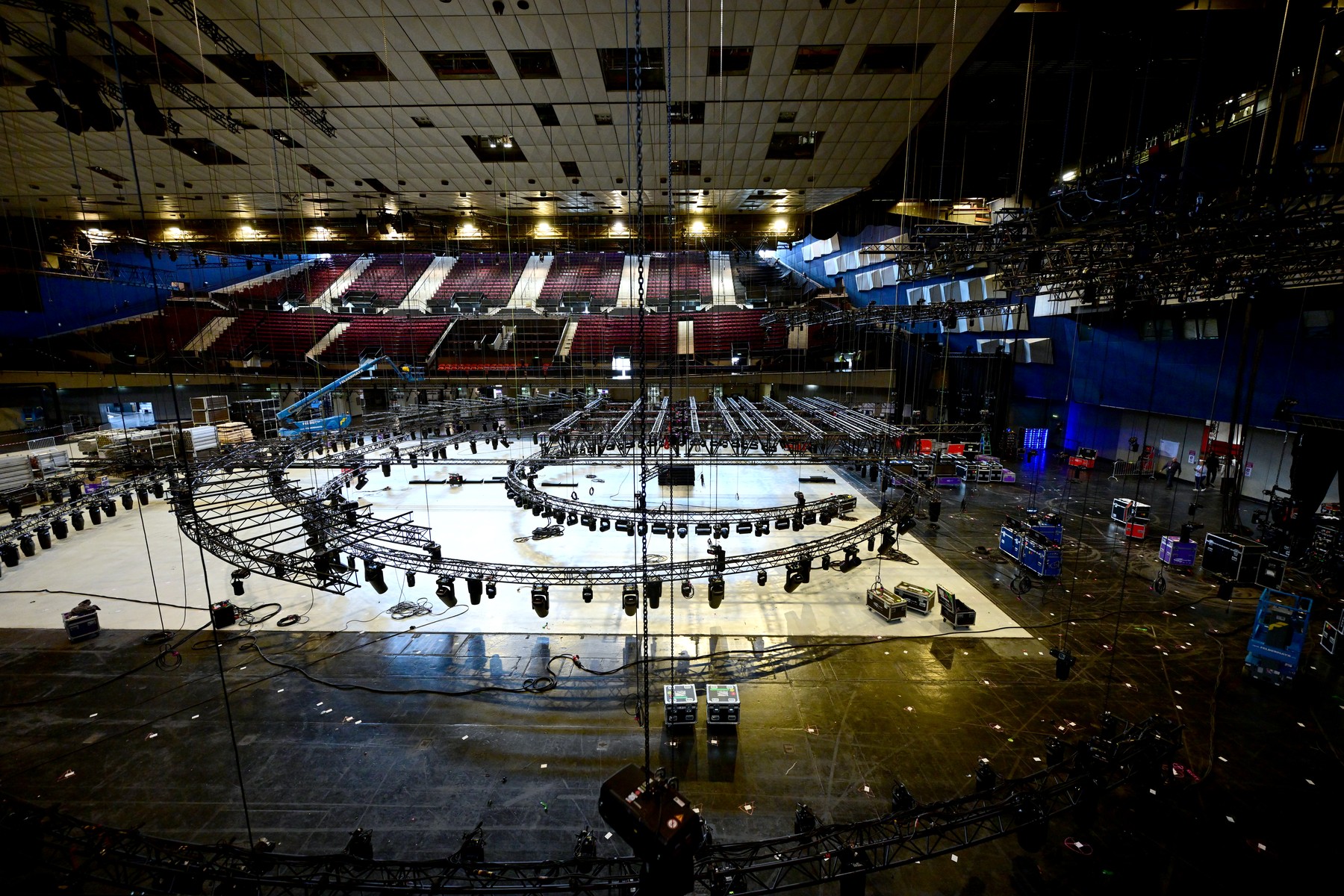 Priprave na letošnjo Evrovizijo v dvorani Wiener Stadthalle