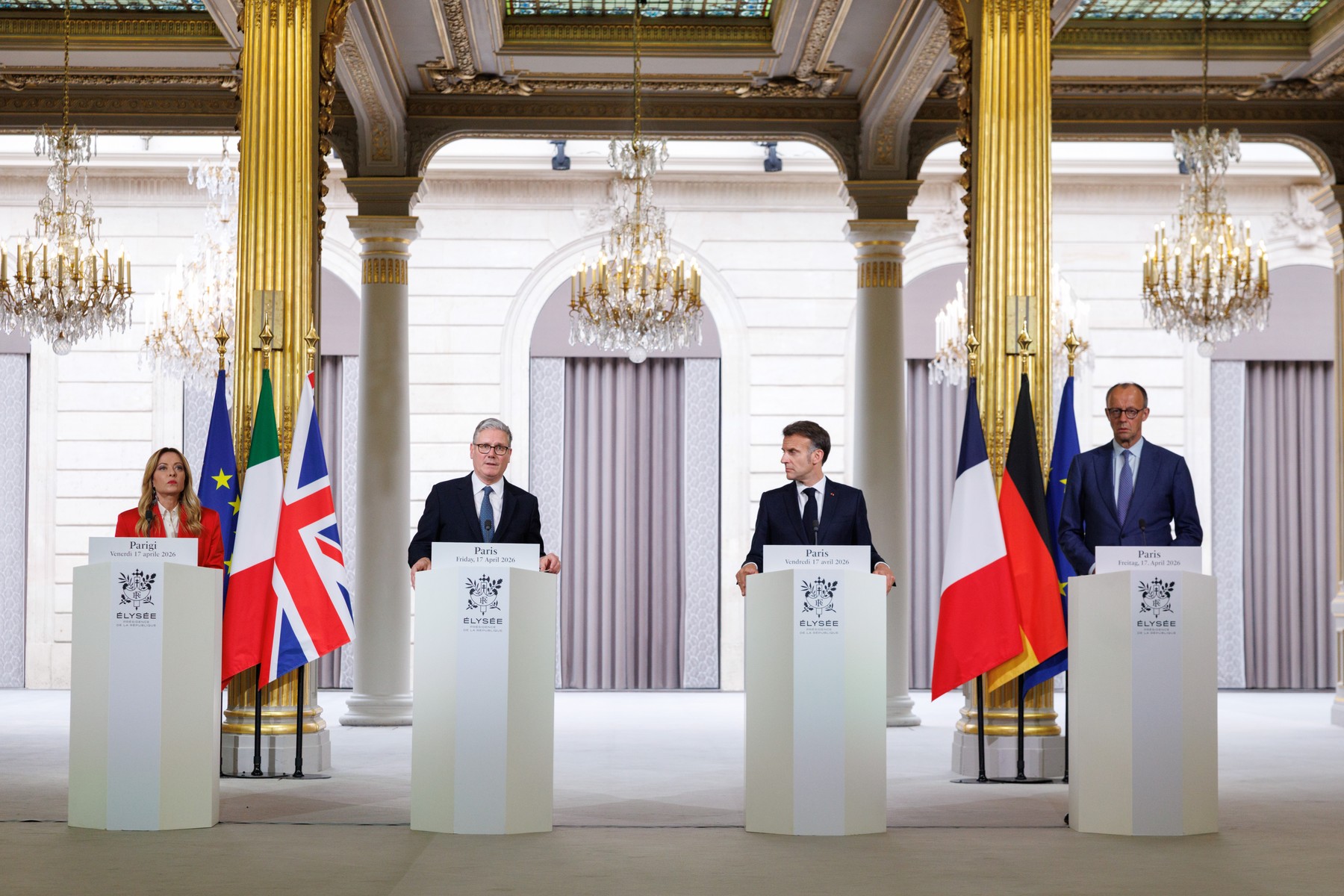 17/04/2026. Paris, France. Prime Minister Keir Starmer and French President, Emmanuel Macron co-host the Strait of Hormuz Summi