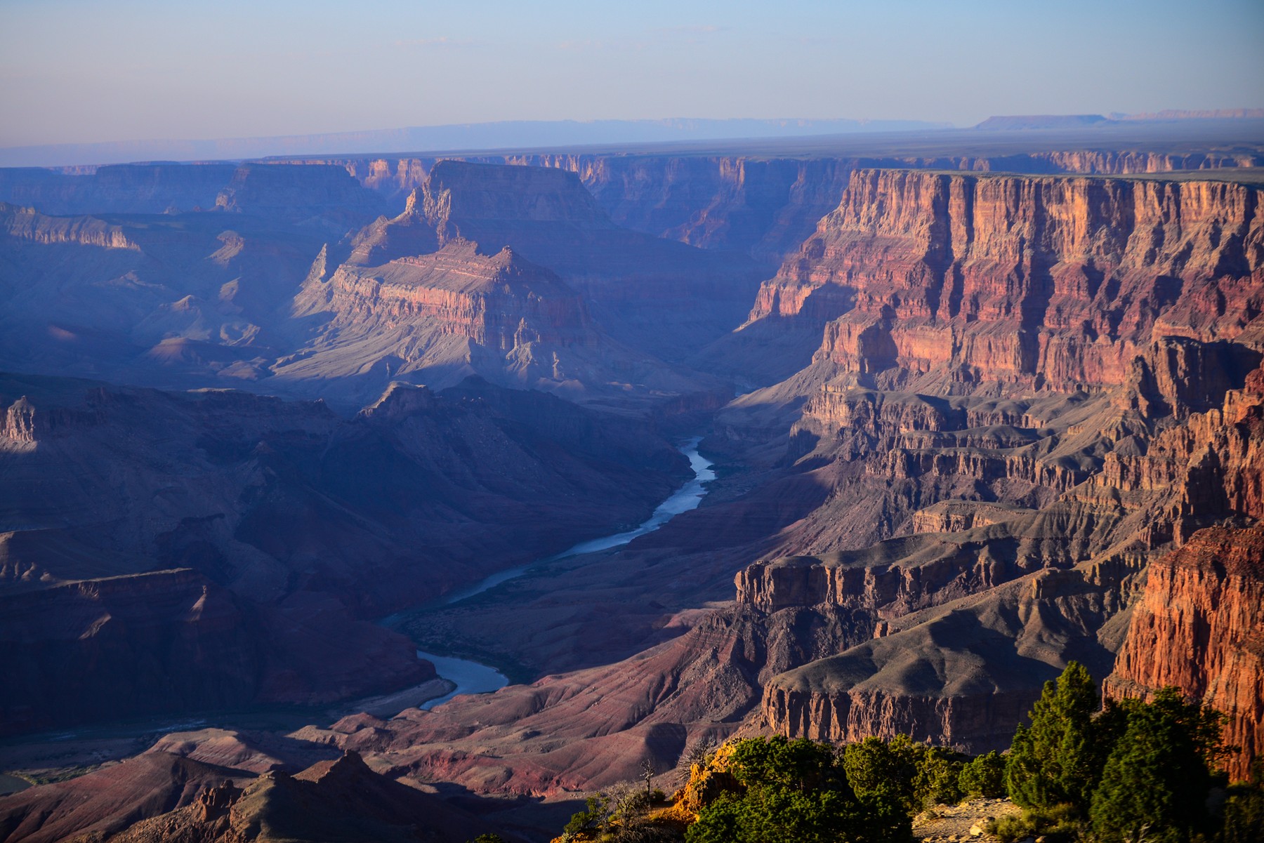Panoramic view of Grand Canyon landscapes at sunset, layered rock formations and Colorado River,Image: 999861622, License: Rights-managed, Restrictions: , Model Release: no