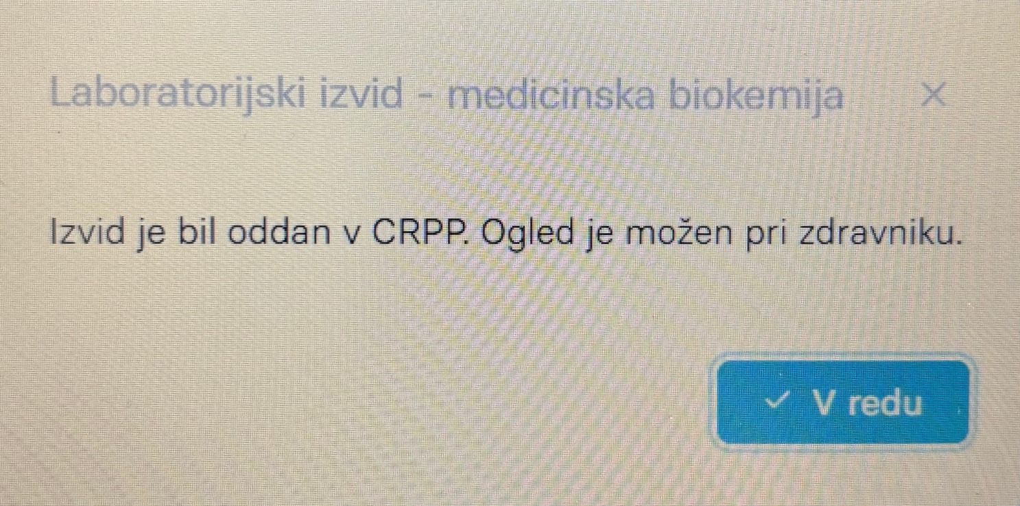 Izvid laboratorijskih preiskav v zVEM