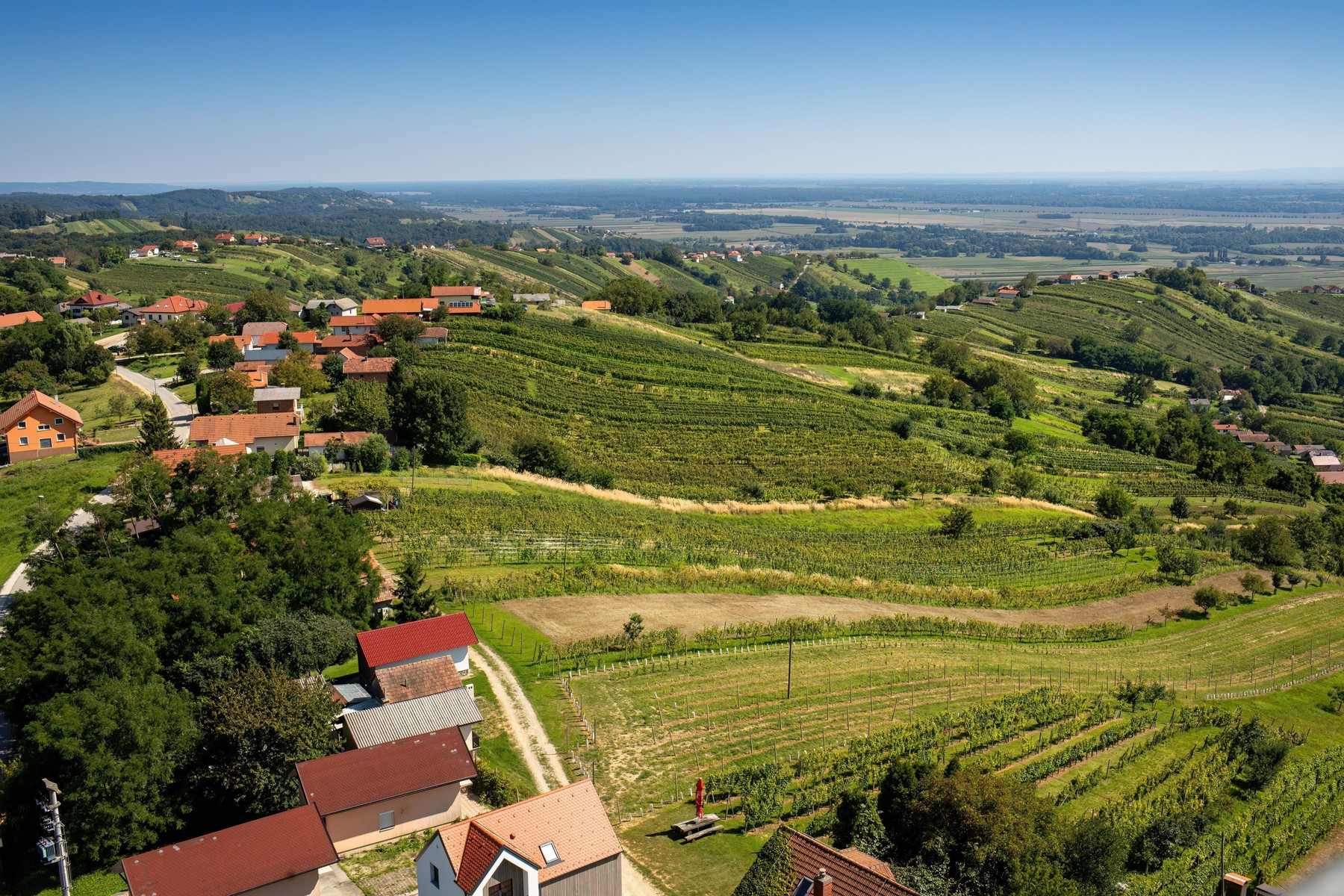 Lendava,Slovenia - August 13,2023 : View of the colorful landscape and vineyards from watchtower.The view of Lendavske Gorice. High quality photo,Image: 965577005, License: Royalty-free, Restrictions: , Model Release: no