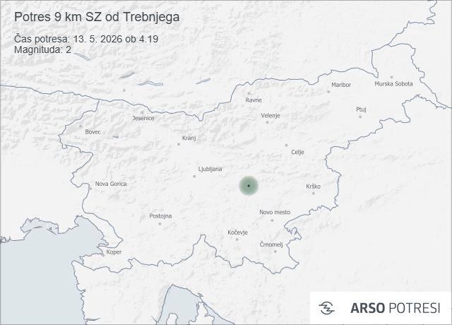 Potres v bližini Trebnjega