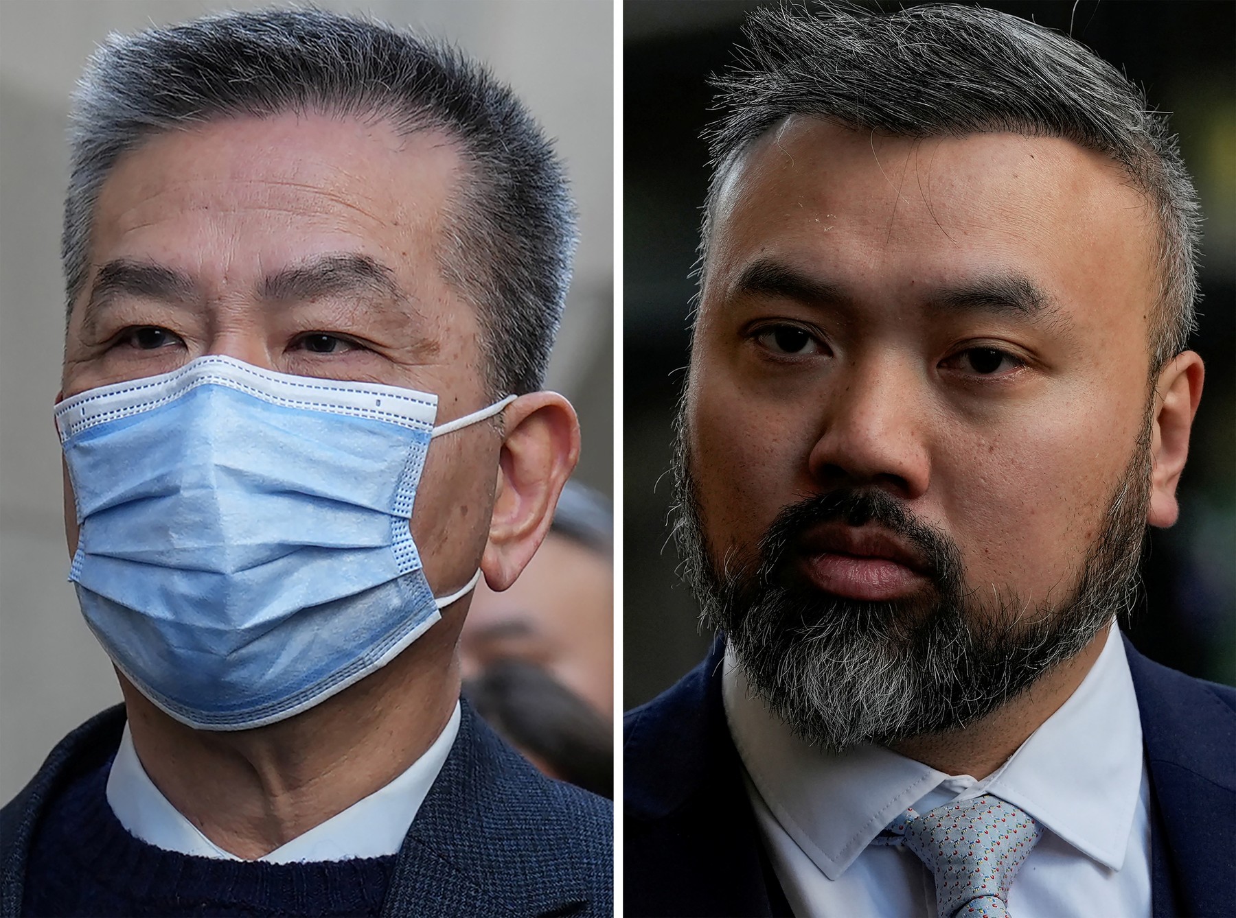 (COMBO)  Bill Yuen Chung Biu (L) and Peter Wai Chi Leung (R), both charged with assisting Hong Kong intelligence service,