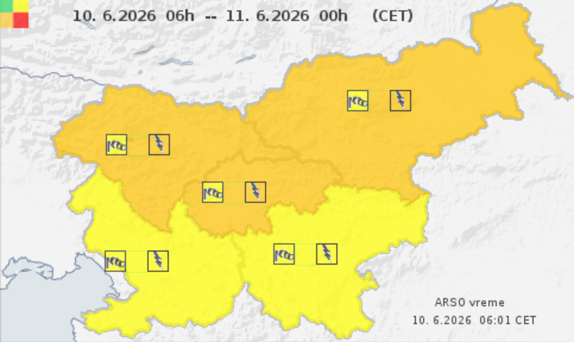 Arso izdal oranžno opozorilo
