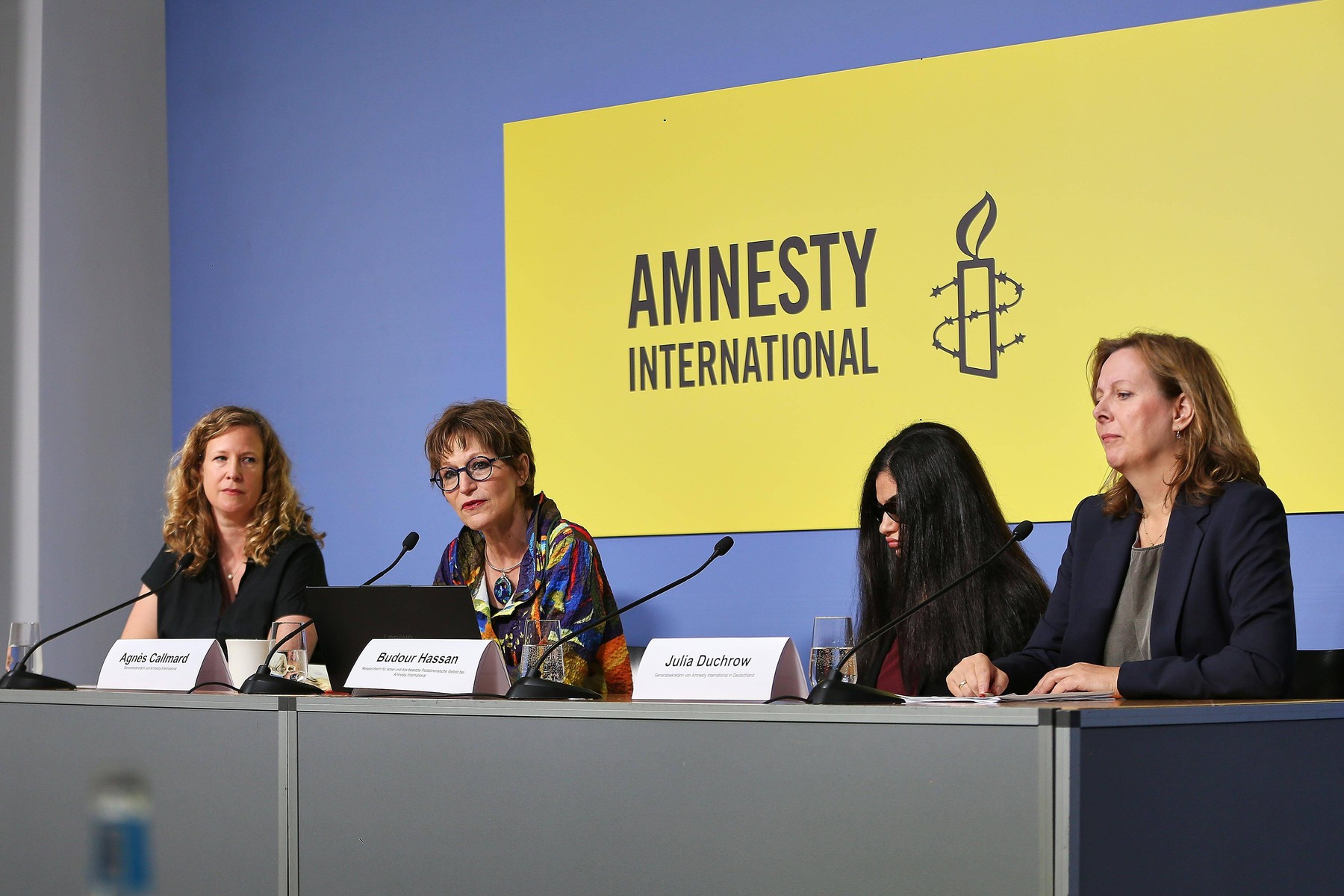 Berlin, Deutschland, 10.06.2026: Amnesty International Ethnische Säuberungen im Westjordanland:Julia Jorch, Agnčs Callamard, Budour Hassan, Julia Duchrow