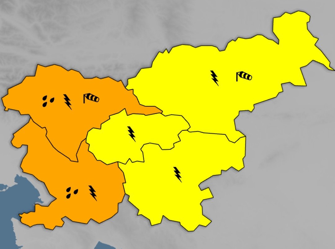 Oranžno opozorilo pred nevihtami