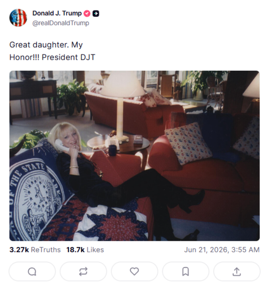 Objava Donalda Trumpa na Truth Social
