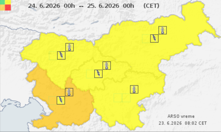 Arso za jugozahod izdal oranžno opozorilo