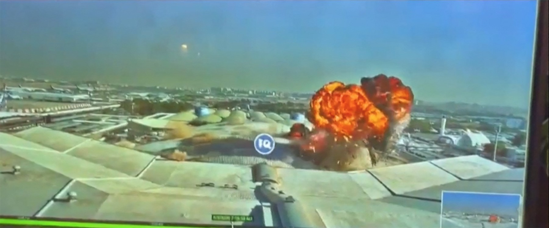 CCTVKuwait's Directorate General of Civil Aviation (DGCA) shows an explosion following a drone strike at Terminal 1 (T1) of Kuwait International Airport on June 3, 2026. A Iranian drone