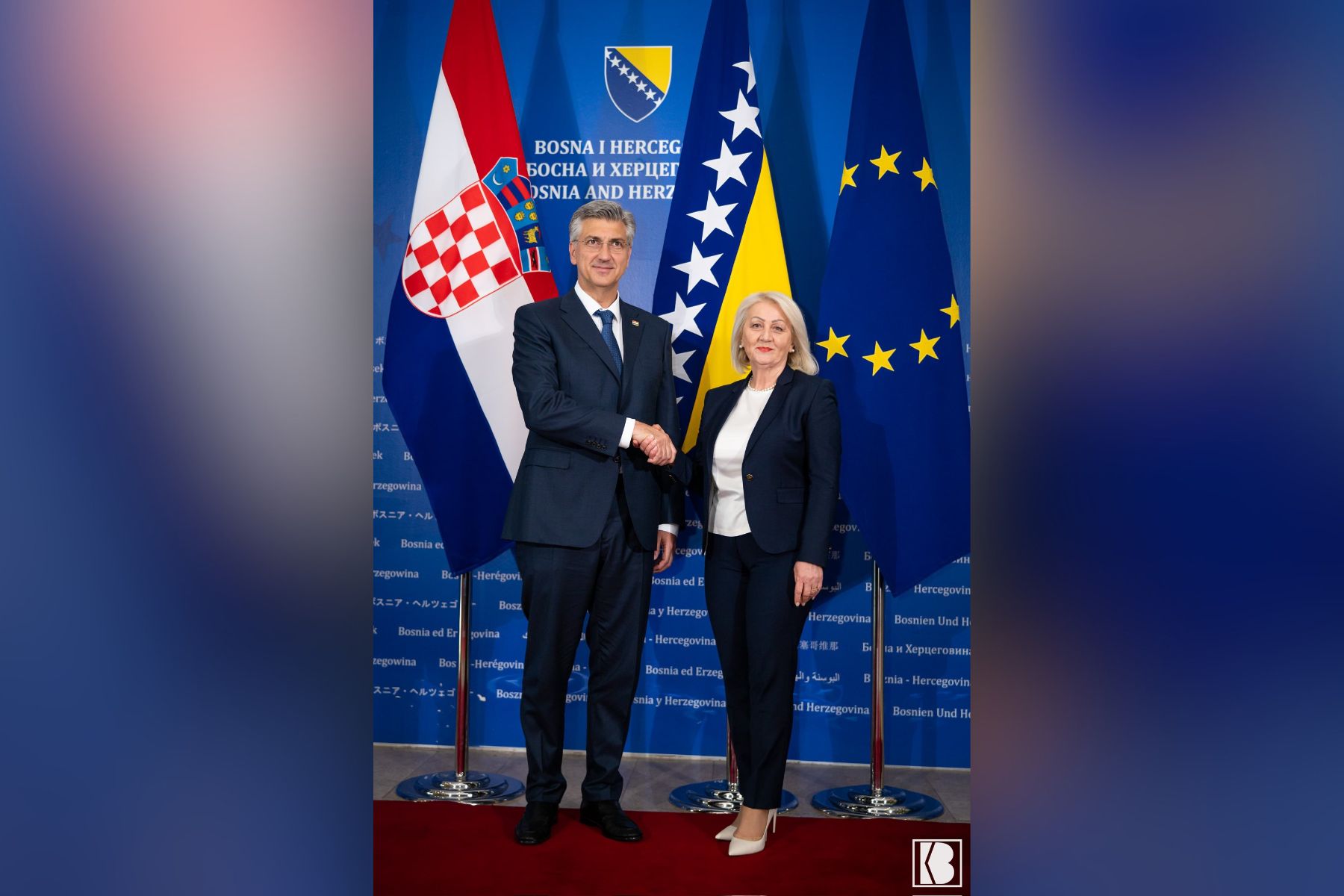 Predsedujoča svetu ministrov BiH Borjana Krišto in hrvaški premier Andrej Plenković