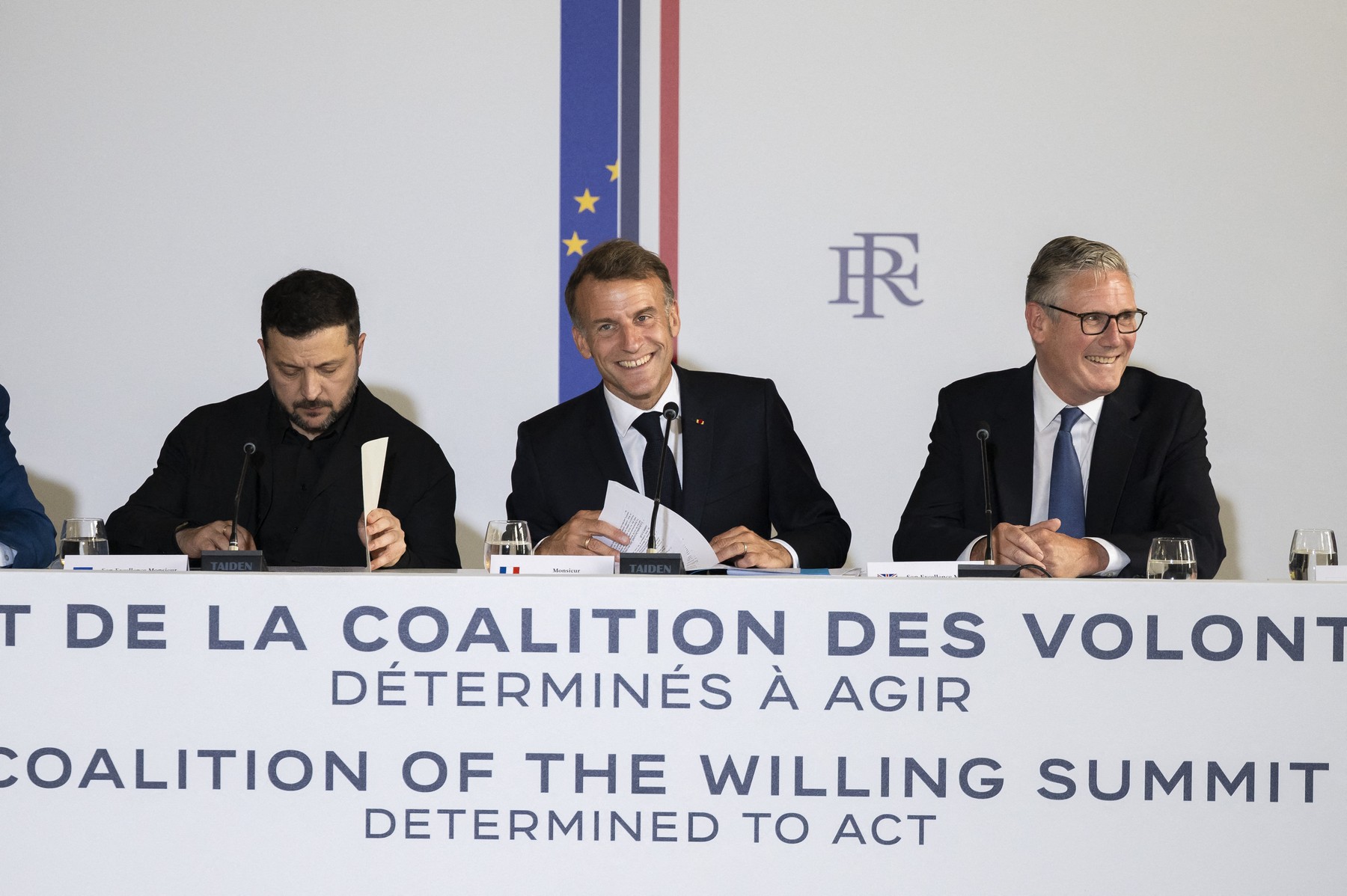 Emmanuel Macron, Volodimir Zelenski, Kier Starmer