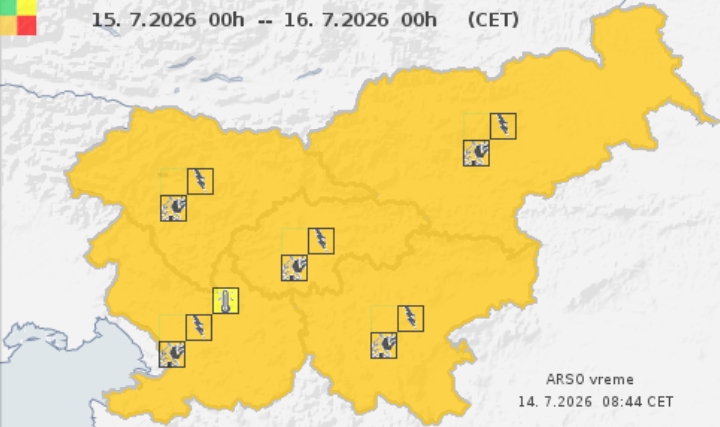 Oranžno opozorilo Arsa