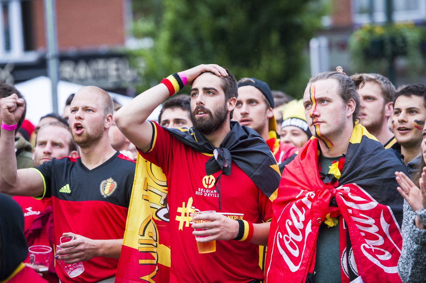 belgijski navijači med tekmo z Italijo na svetovnem prvenstvu 2026
