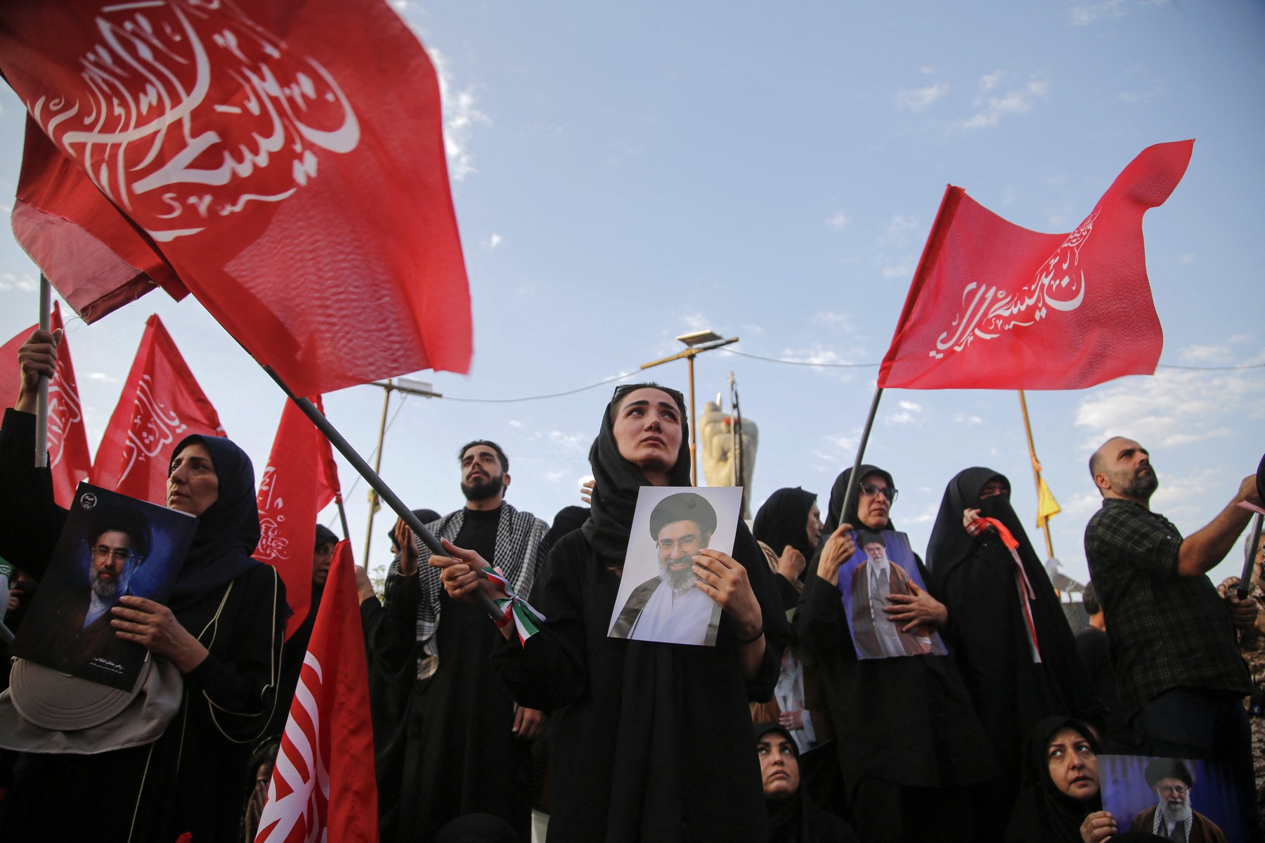 TEHRAN, IRAN - JULY 06: Iranians gather during a farewell ceremony for former Iranian Supreme Leader Ali Khamenei.