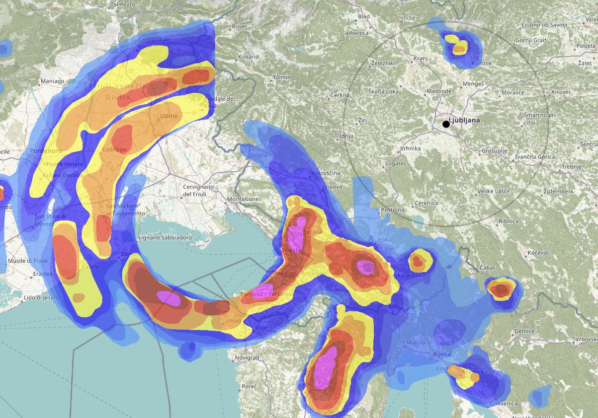 Nenavadna radarska slika padavin