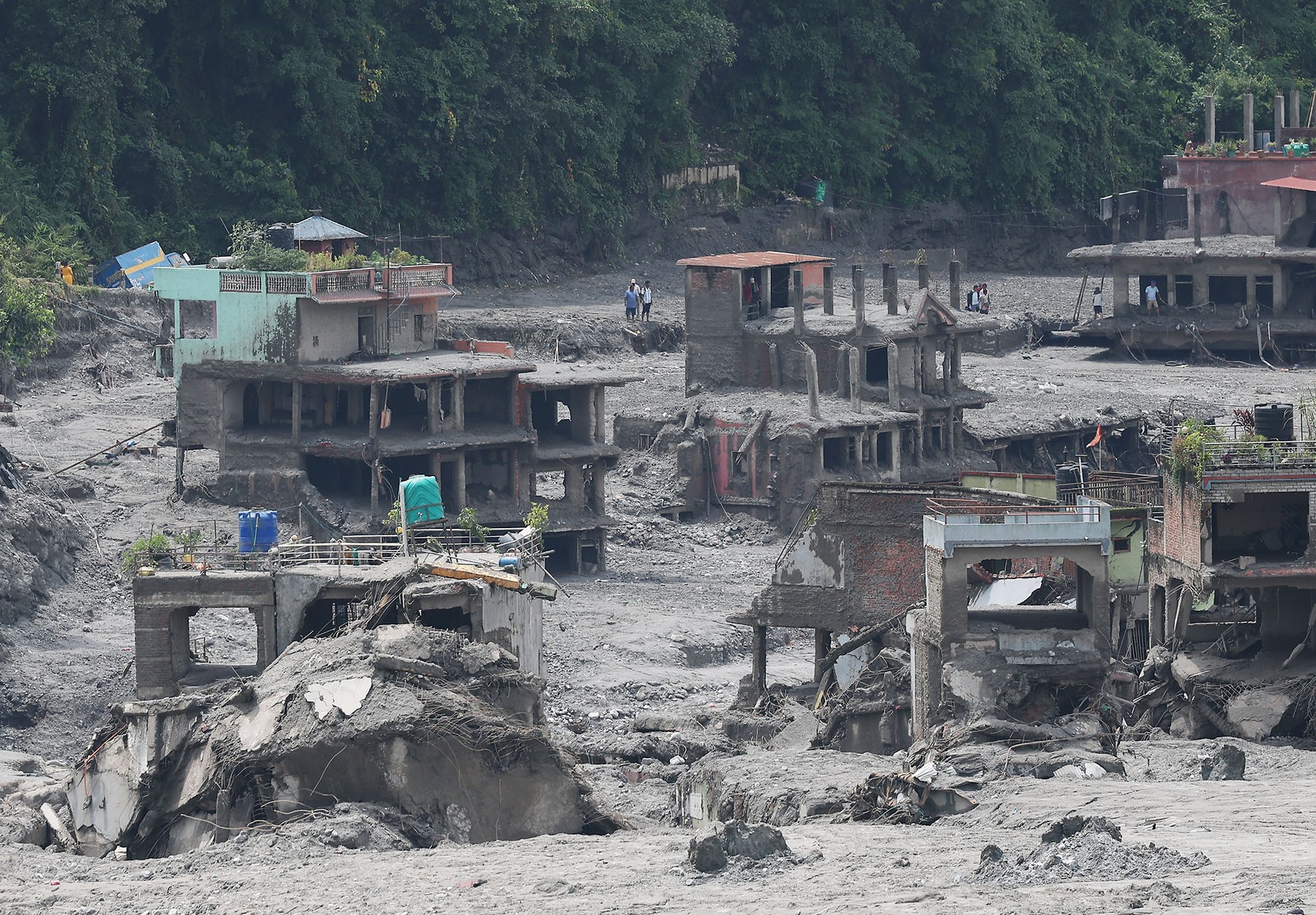 Scars of Himalayan floods Houses are seen in ruins in Bidur, Nepal