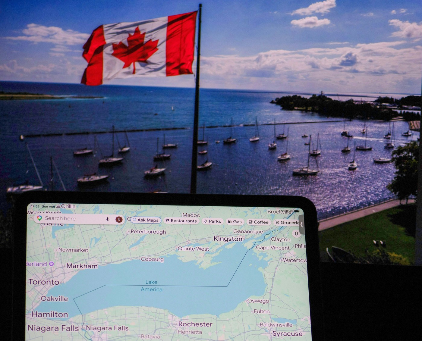 Ontarijsko jezero v Google Zemljevidih