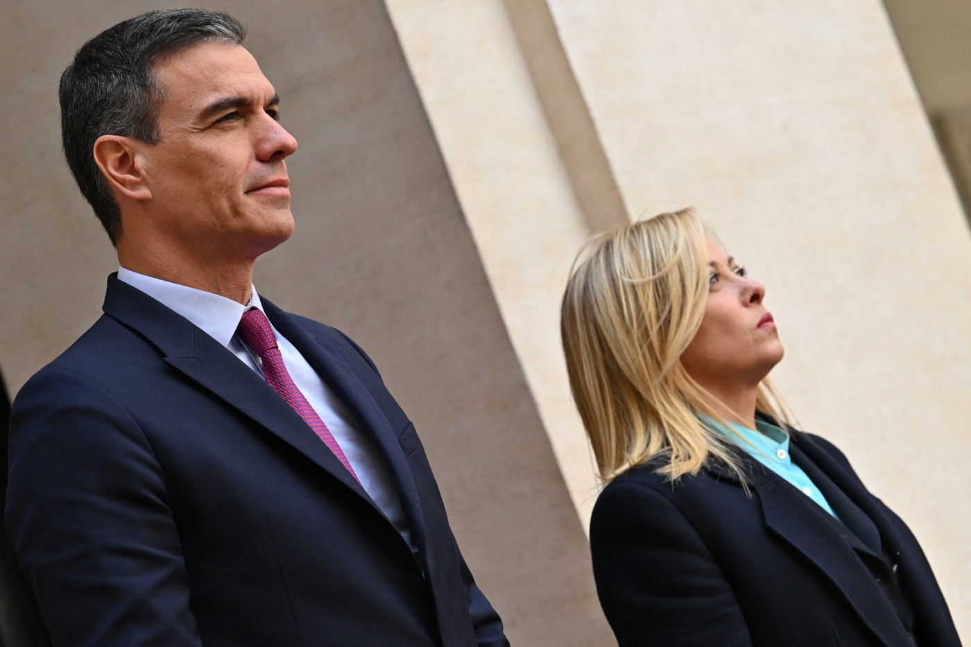 Pedro Sanchez in Giorgia Meloni