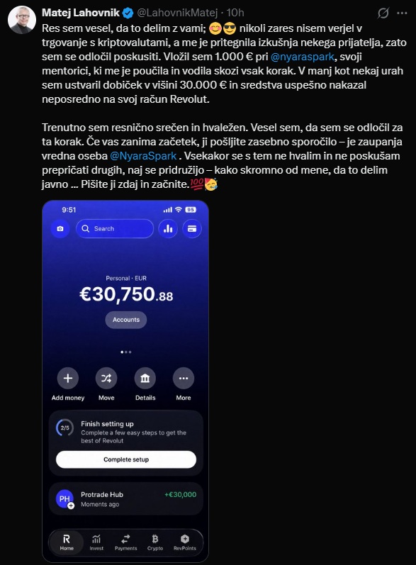 Mateju Lahovniku vdrli v račun na X