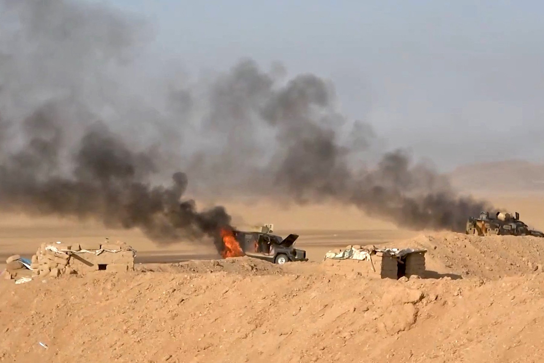 September 15, 2026 by Ansarullah  reportedly shows burning military vehicles that they targeted in al-Jawf. The Houthis have been engaged in renewed fighting with Saudi-backed government forces Yemen