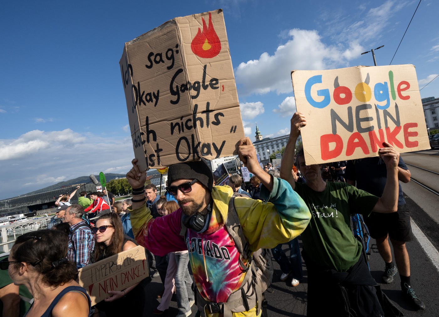 Protest proti Googlu v Linzu