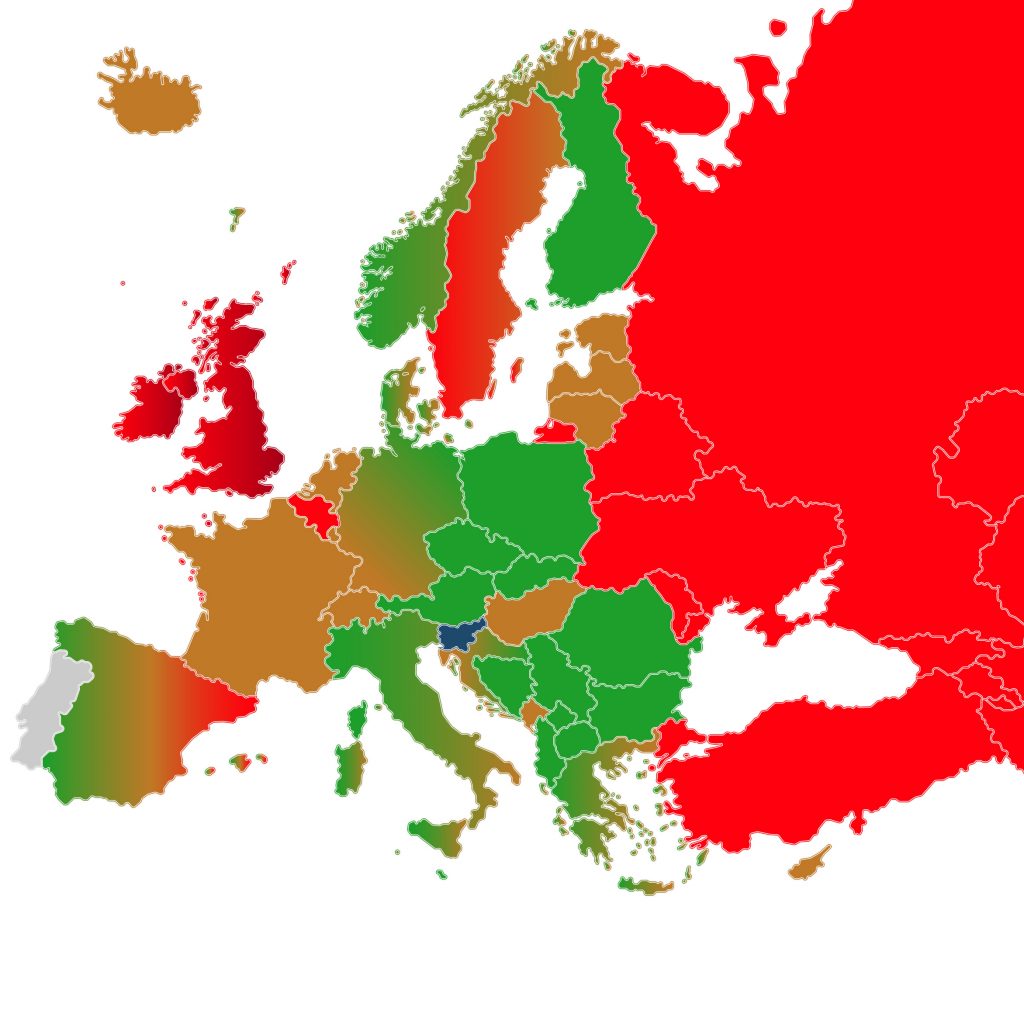 Zemljevid Evropske unije po barvah