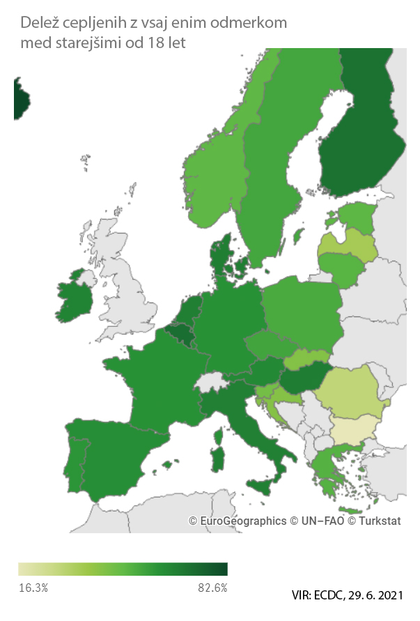 Delež cepljenih proti covidu v EU