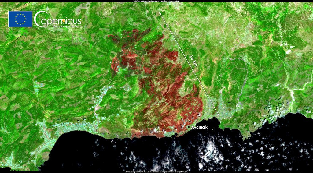 Satelitski posnetki požara v Turčiji