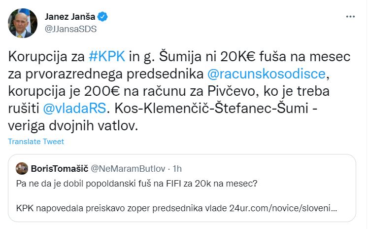 Janša na Twitterju