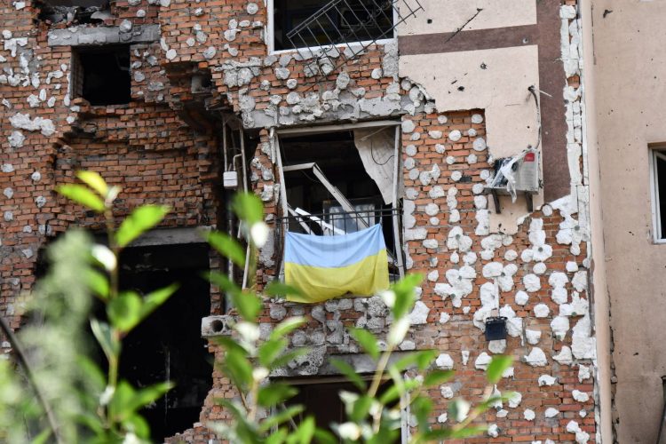 Ruševine v mestu Irpin v Ukrajini
