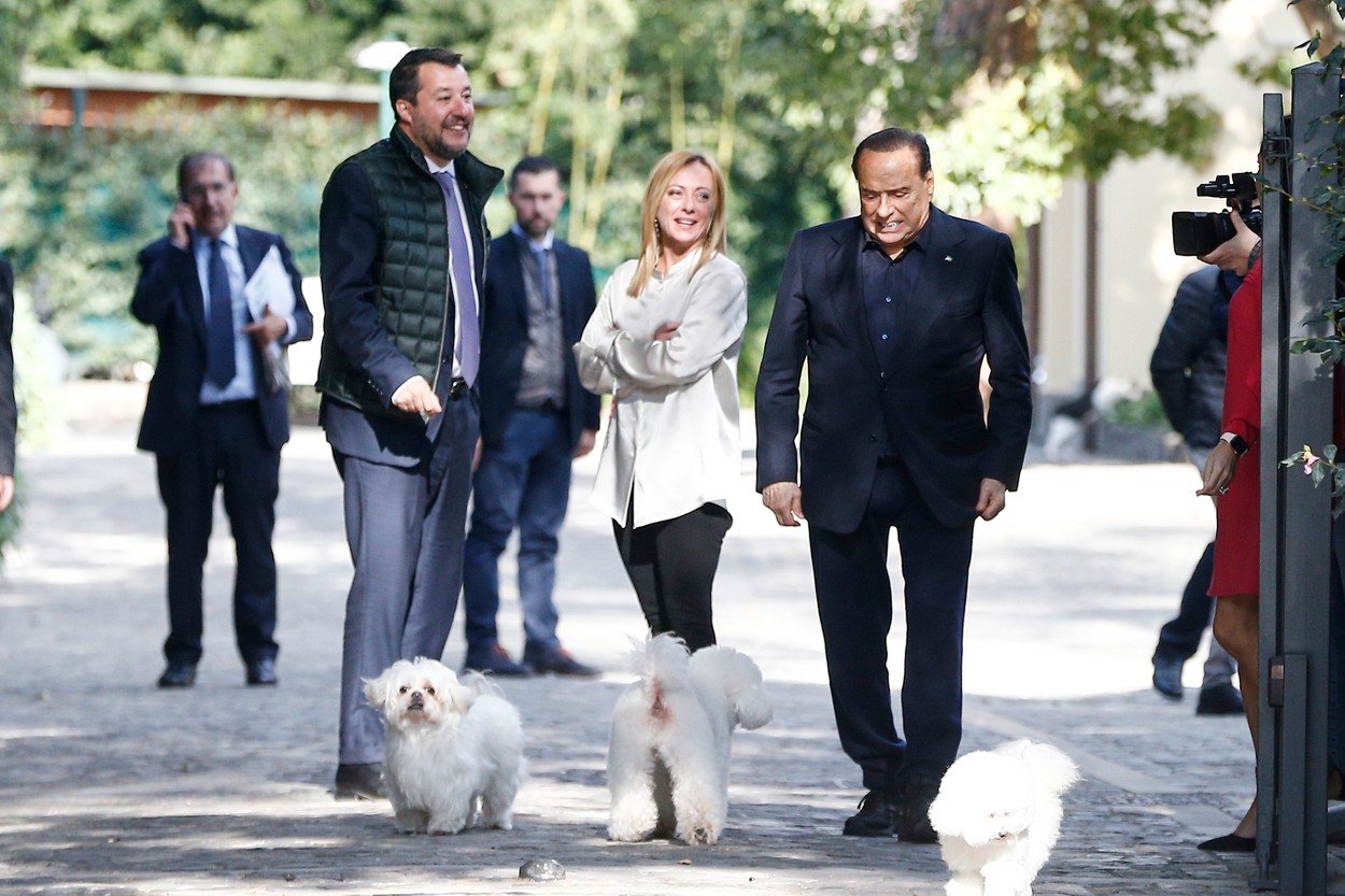Meloni, Salvini in Berlusconi