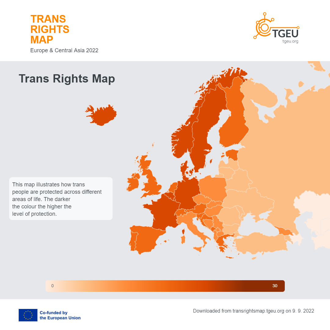 zemljevid stanja transspolnih pravic po svetu